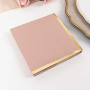 50 Soft 2 Ply Disposable Dinner Cocktail Paper Napkins with Gold Foil Edge