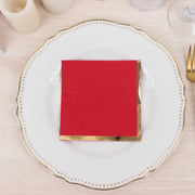 50 Soft 2 Ply Disposable Dinner Cocktail Paper Napkins with Gold Foil Edge