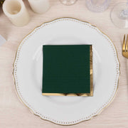 50 Soft 2 Ply Disposable Dinner Cocktail Paper Napkins with Gold Foil Edge