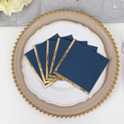50 Soft 2 Ply Disposable Dinner Cocktail Paper Napkins with Gold Foil Edge