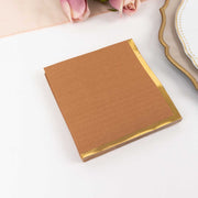 50 Soft 2 Ply Disposable Dinner Cocktail Paper Napkins with Gold Foil Edge
