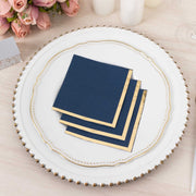50 Soft 2 Ply Disposable Dinner Cocktail Paper Napkins with Gold Foil Edge