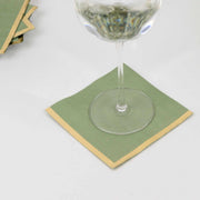 50 Soft 2 Ply Disposable Dinner Cocktail Paper Napkins with Gold Foil Edge