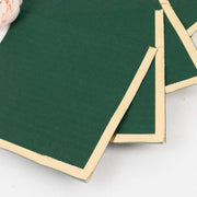 50 Soft 2 Ply Disposable Dinner Cocktail Paper Napkins with Gold Foil Edge