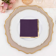 50 Soft 2 Ply Disposable Dinner Cocktail Paper Napkins with Gold Foil Edge
