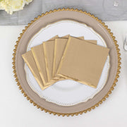 50 Soft 2 Ply Disposable Dinner Cocktail Paper Napkins with Gold Foil Edge