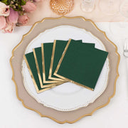 50 Soft 2 Ply Disposable Dinner Cocktail Paper Napkins with Gold Foil Edge