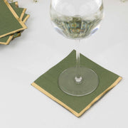 50 Soft 2 Ply Disposable Dinner Cocktail Paper Napkins with Gold Foil Edge