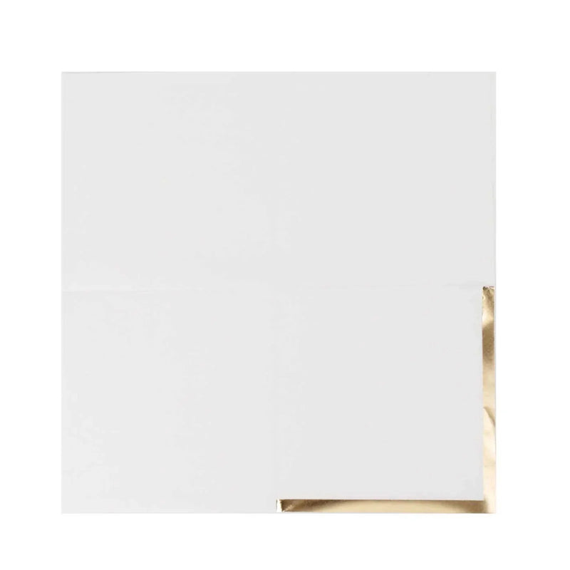 50 Soft 2 Ply Disposable Dinner Cocktail Paper Napkins with Gold Foil Edge