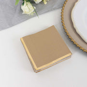 50 Soft 2 Ply Disposable Dinner Cocktail Paper Napkins with Gold Foil Edge