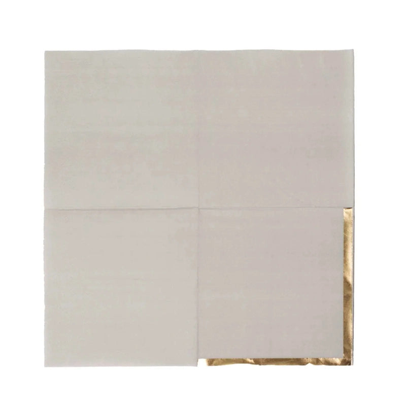 50 Soft 2 Ply Disposable Dinner Cocktail Paper Napkins with Gold Foil Edge