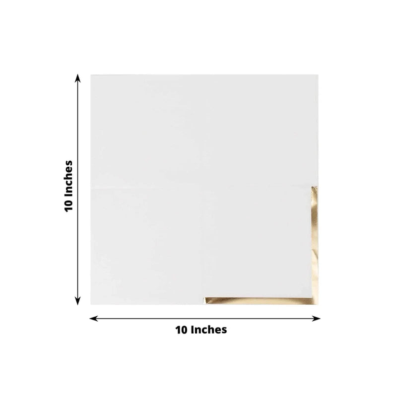 50 Soft 2 Ply Disposable Dinner Cocktail Paper Napkins with Gold Foil Edge