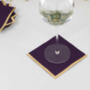 50 Soft 2 Ply Disposable Dinner Cocktail Paper Napkins with Gold Foil Edge