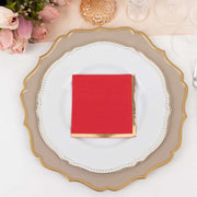 50 Soft 2 Ply Disposable Dinner Cocktail Paper Napkins with Gold Foil Edge