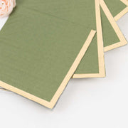 50 Soft 2 Ply Disposable Dinner Cocktail Paper Napkins with Gold Foil Edge
