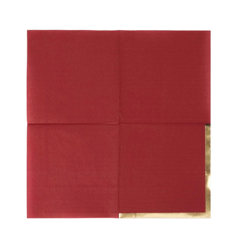 50 Soft 2 Ply Disposable Dinner Cocktail Paper Napkins with Gold Foil Edge