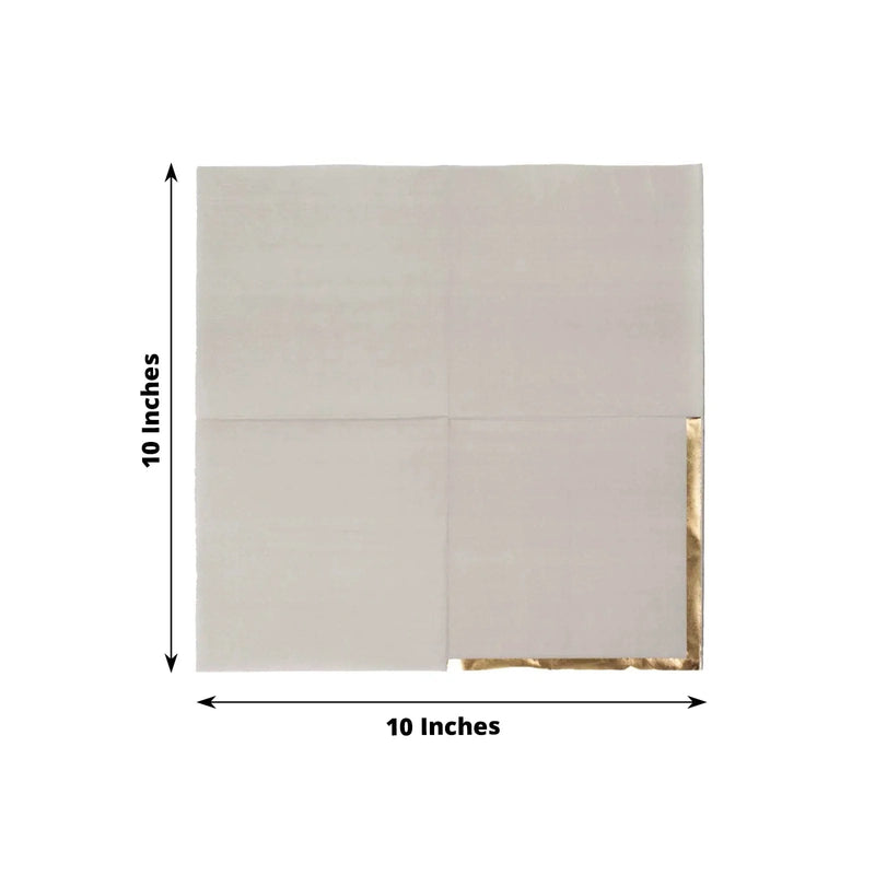 50 Soft 2 Ply Disposable Dinner Cocktail Paper Napkins with Gold Foil Edge