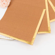 50 Soft 2 Ply Disposable Dinner Cocktail Paper Napkins with Gold Foil Edge