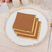 50 Soft 2 Ply Disposable Dinner Cocktail Paper Napkins with Gold Foil Edge