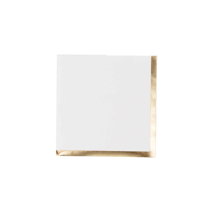 50 Soft 2 Ply Disposable Dinner Cocktail Paper Napkins with Gold Foil Edge