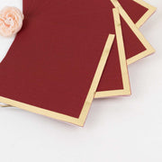 50 Soft 2 Ply Disposable Dinner Cocktail Paper Napkins with Gold Foil Edge