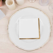 50 Soft 2 Ply Disposable Dinner Cocktail Paper Napkins with Gold Foil Edge