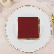 50 Soft 2 Ply Disposable Dinner Cocktail Paper Napkins with Gold Foil Edge
