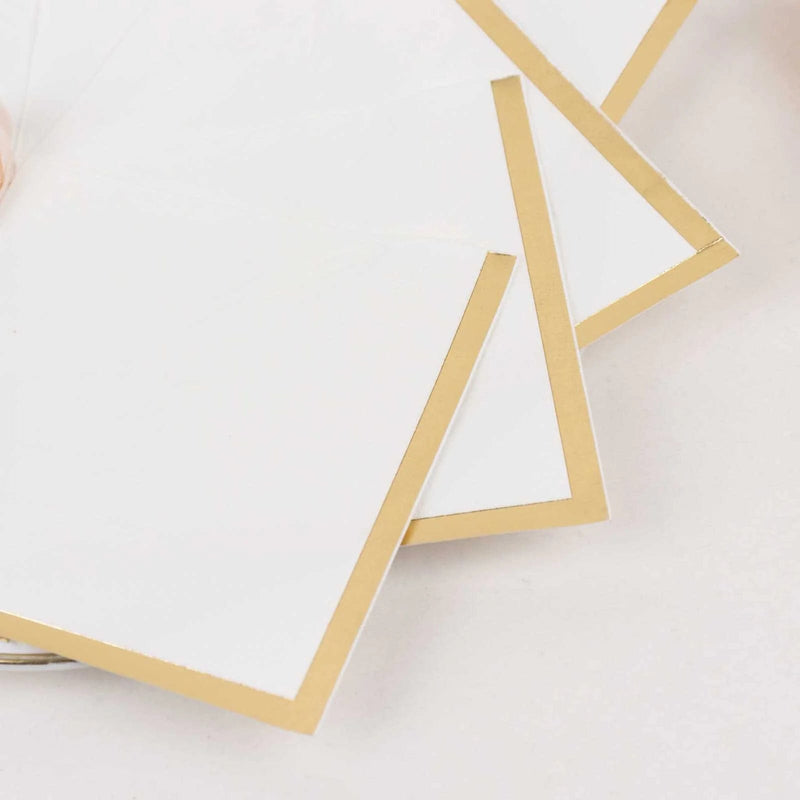50 Soft 2 Ply Disposable Dinner Cocktail Paper Napkins with Gold Foil Edge
