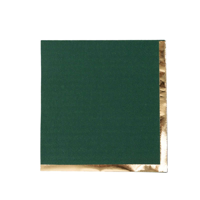 50 Soft 2 Ply Disposable Dinner Cocktail Paper Napkins with Gold Foil Edge NAP_BEV1_HNGD
