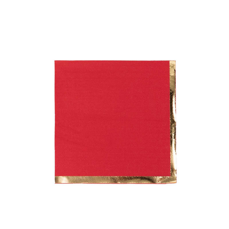 50 Soft 2 Ply Disposable Dinner Cocktail Paper Napkins with Gold Foil Edge NAP_BEV1_RDGD