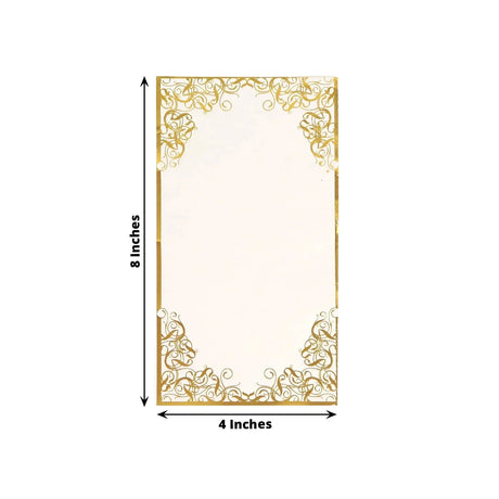 50 Soft Dinner Paper Napkins with Gold Foil Lace Design - White NAP_DIN09_GOLD