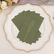 50 Soft Paper Dinner Napkins with Gold Embossed Leaf