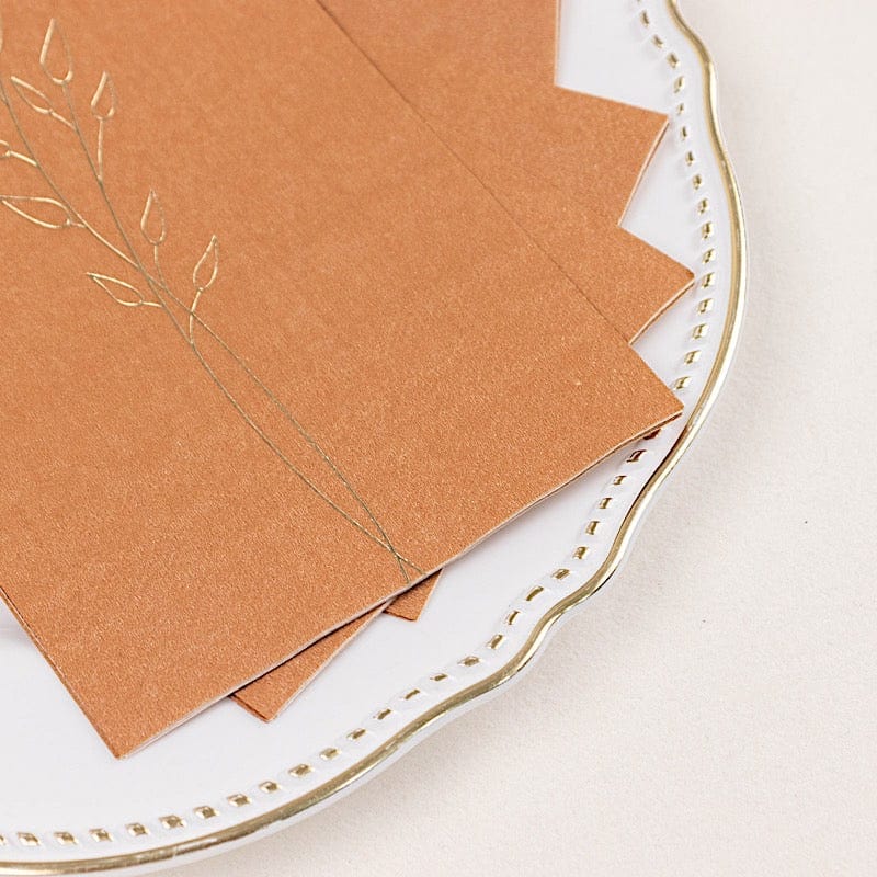 50 Soft Paper Dinner Napkins with Gold Embossed Leaf