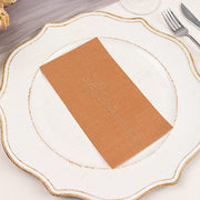 50 Soft Paper Dinner Napkins with Gold Embossed Leaf