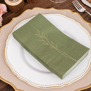 50 Soft Paper Dinner Napkins with Gold Embossed Leaf