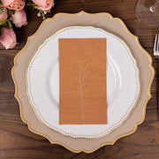 50 Soft Paper Dinner Napkins with Gold Embossed Leaf