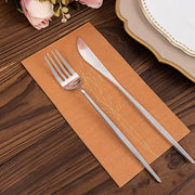 50 Soft Paper Dinner Napkins with Gold Embossed Leaf