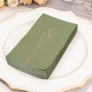 50 Soft Paper Dinner Napkins with Gold Embossed Leaf