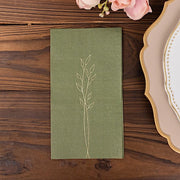 50 Soft Paper Dinner Napkins with Gold Embossed Leaf
