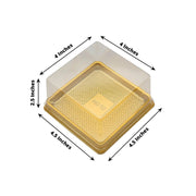 50 Square 4" Plastic Mini Dessert Favor Boxes Cupcake Holders - Gold and Clear BOX_4X4_CAKE08_GOLD