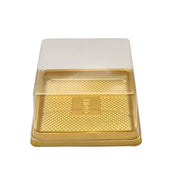 50 Square 4" Plastic Mini Dessert Favor Boxes Cupcake Holders - Gold and Clear BOX_4X4_CAKE08_GOLD