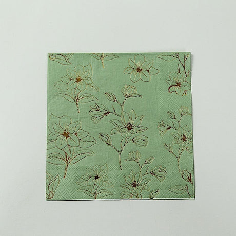 50 Square Soft 2 Ply Dinner Paper Napkins with Flowers Print