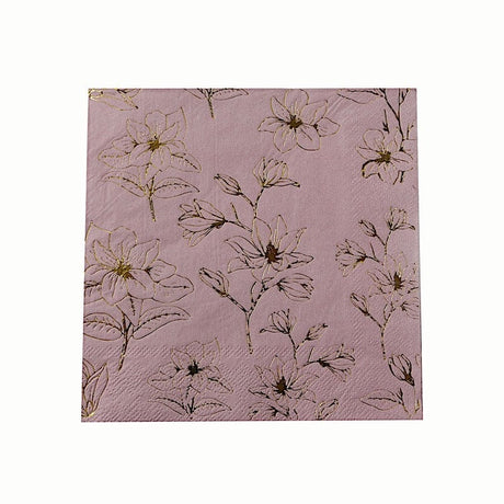 50 Square Soft 2 Ply Dinner Paper Napkins with Flowers Print NAP_BEV20_080GD