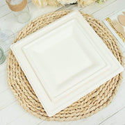 50 Square White Bagasse Sustainable Salad Dinner Plates - Disposable Tableware