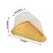50 Triangle Cake Slice Boxes Plastic Wedding Favor Holders - Gold and Clear BOX_5X3_CAKE05_GOLD
