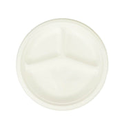 50 White 10" Bagasse 3 Compartment Dinner Plates - Disposable Tableware DSP_BPR002_10_WHT
