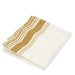 50" x 108" Airlaid Paper Rectangular Tablecloth with Gold Striped Border - White TAB_DSP_002_50108_WHGD