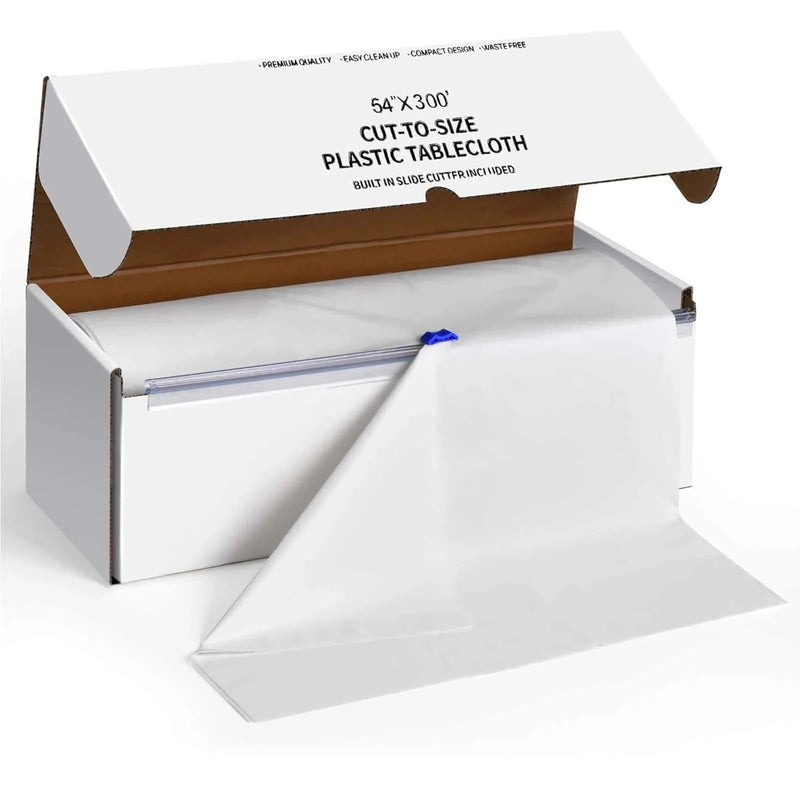 54" x 300 ft Disposable Plastic Table Cover Roll Cuts Up Box