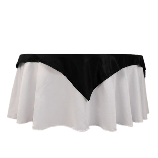 54" x 54" Lamour Satin Square Tablecloth Wedding Party Table Linens TAB_LAMR_5454_BLK