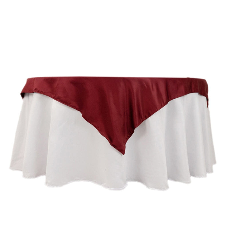 54" x 54" Lamour Satin Square Tablecloth Wedding Party Table Linens TAB_LAMR_5454_BURG